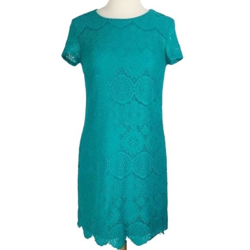 LAUNDRY BY SHELLI SEGAL Green Lace Dress Size 4